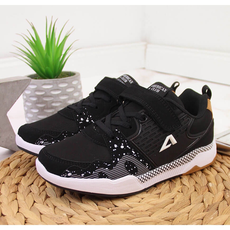 Svarta American Club barnsportskor med kardborre 2