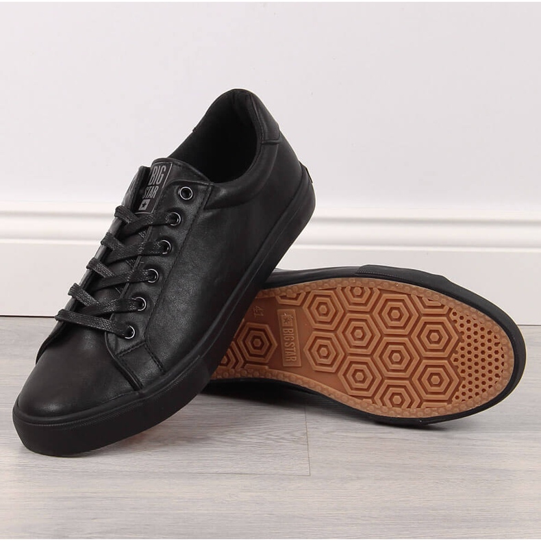 Sneakers i svart, ekologiskt läder, lågt, Big Star II174029 för män 1