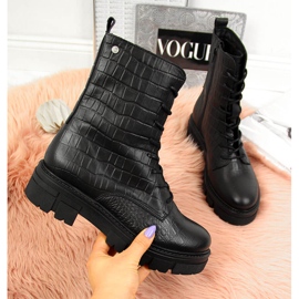 Svarta läderstövlar för kvinnor Goe II2N4099 2