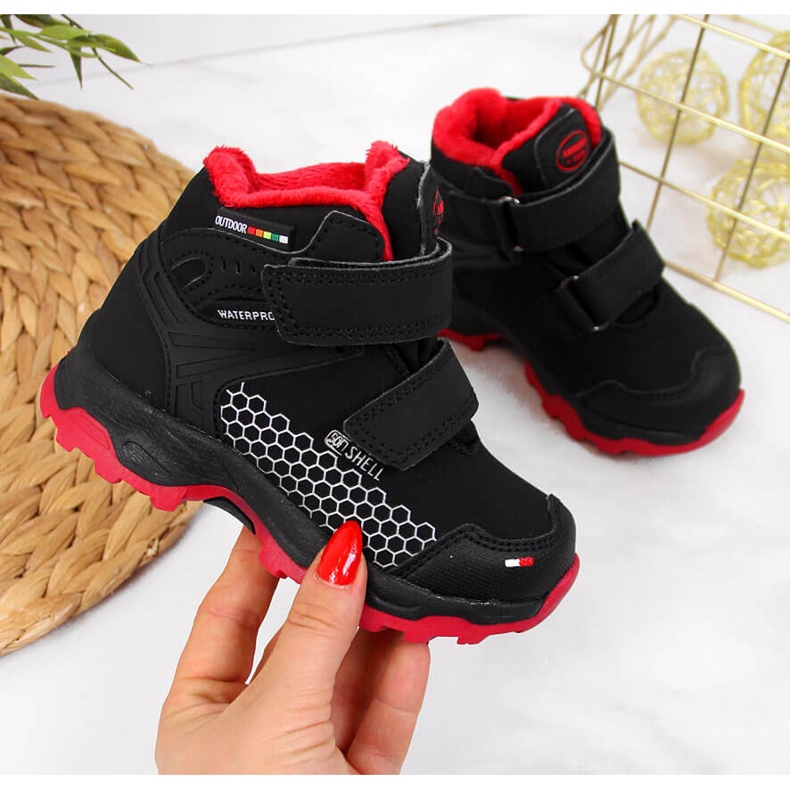 Vattentäta snöstövlar i svart kardborre för pojkar American Club 1
