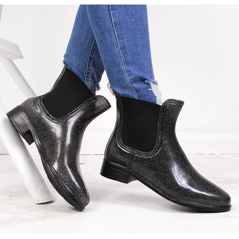 Svart och silver damgaloscher, svart och silver T.Sokolski silver- 1