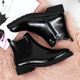 Svarta Sergio Leone isolerade svartlackade Chelsea boots 2