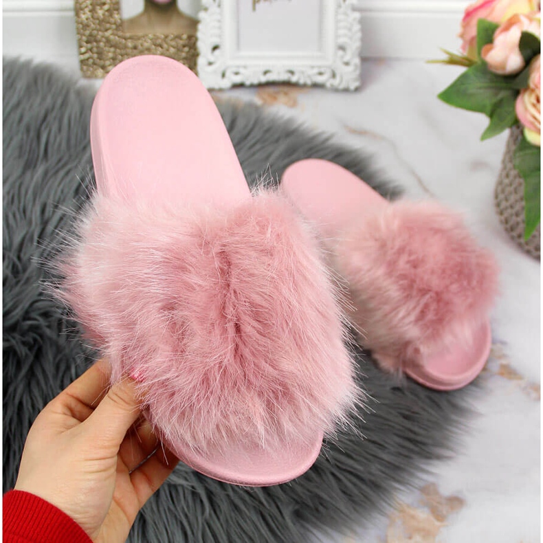 Damtofflor med päls ljuslila Msmg violett 2