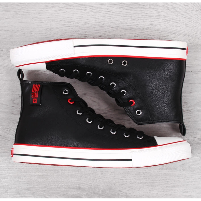 Höga sneakers för män med svart ekologiskt läder Big Star JJ174070 2