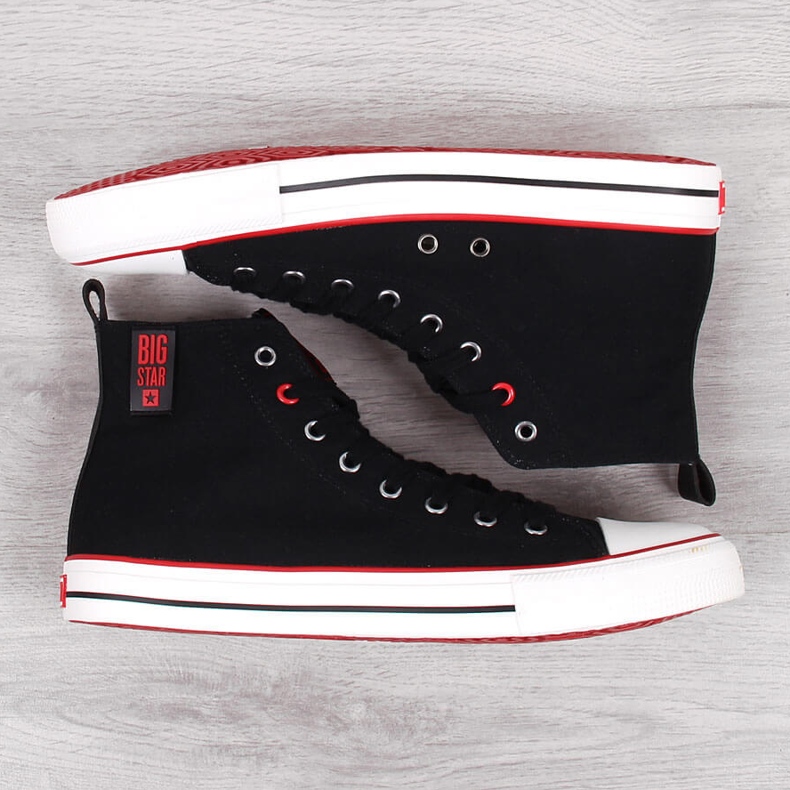 Höga svarta herrsneakers i textil Big Star JJ174065 2