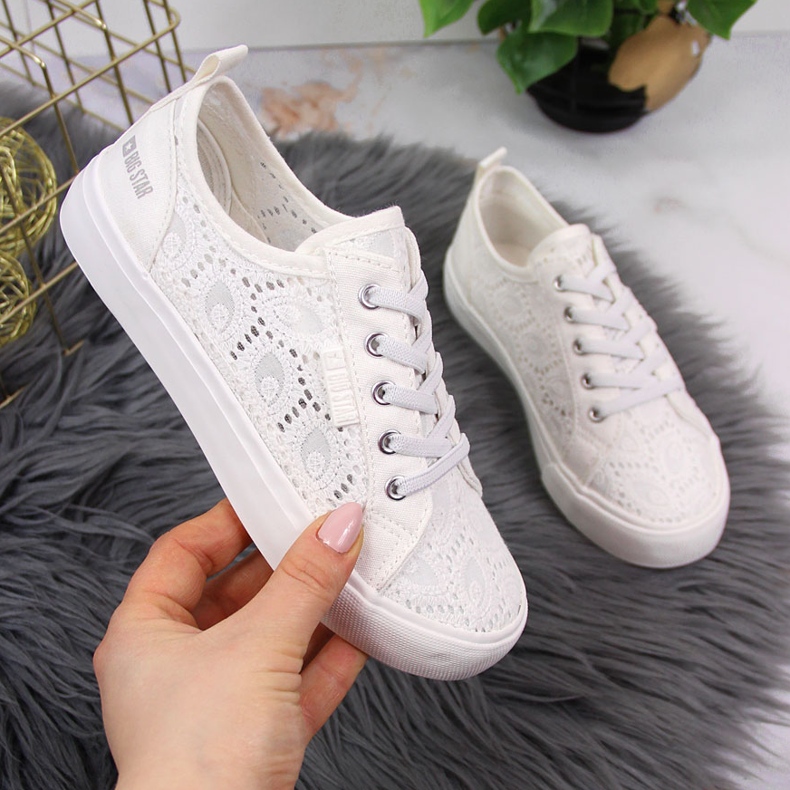 Vita spetsar tjejsneakers Big Star JJ374012 2