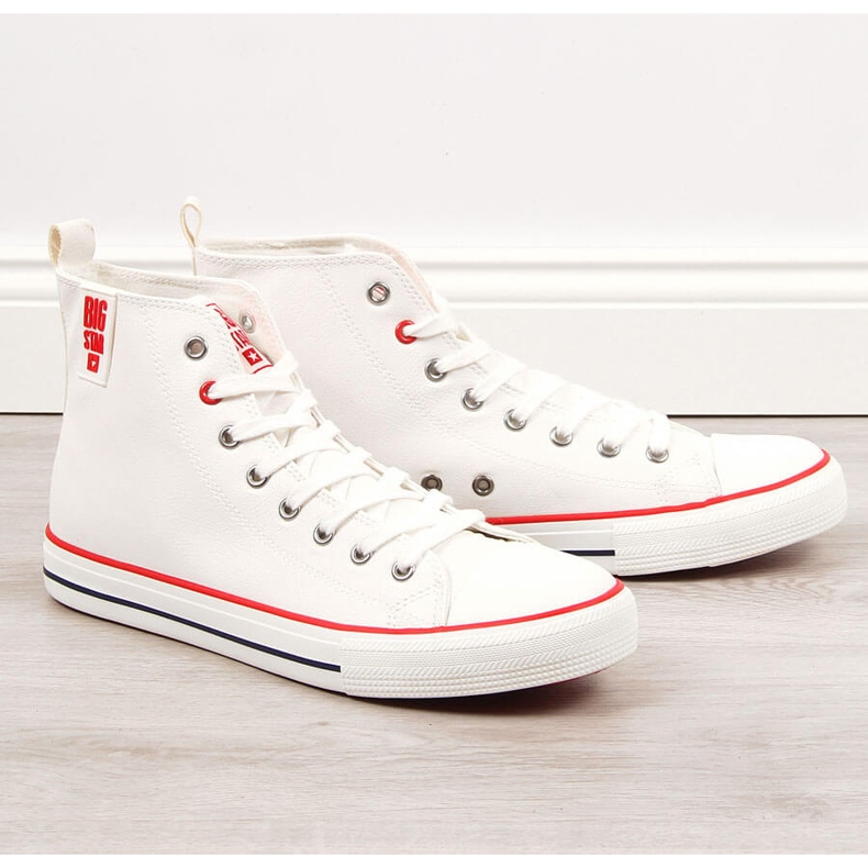 Vita högtoppade sneakers i ekoläder Big Star JJ174071 för män 1