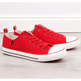 Röda Låga sneakers för män, textil Big Star JJ174063 1