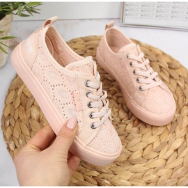 Sneakers för flickor spets ljusrosa Big Star JJ374006 1