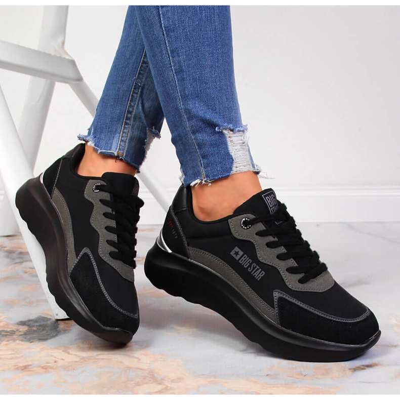 Svarta Big Star JJ274989 plattformssportskor 1