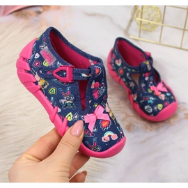 Flicktofflor för dagis, marinblå Befado rosa 1