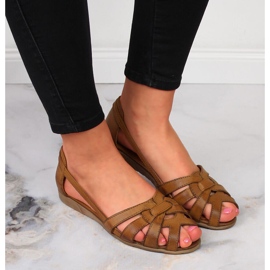 Brunt läder damsandaler Dolce Pietro 2