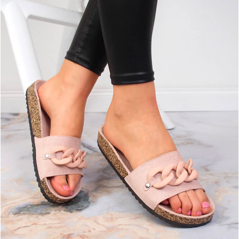 Damtofflor med en kedja av puderrosa Potocki 1