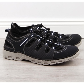 Marinblå läderskor för män Rieker 14507-14 1