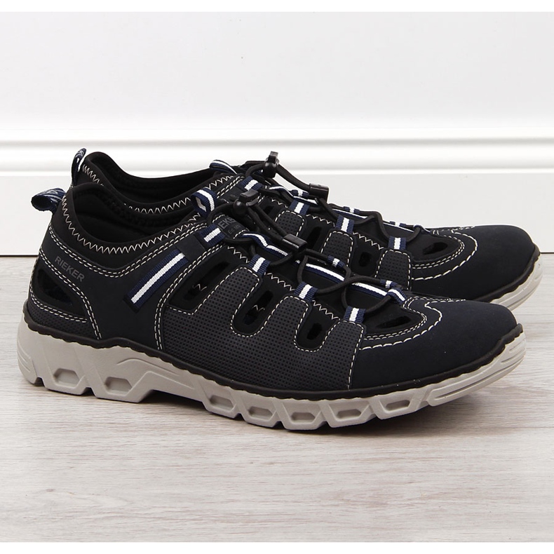 Marinblå läderskor för män Rieker 14507-14 1