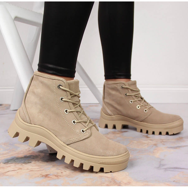 Beige Filippo sneakers i läder för kvinnor 2