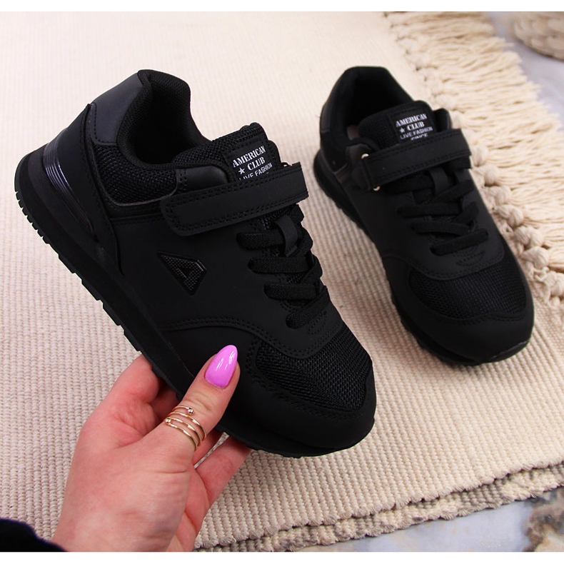 Svarta American Club barnsportskor med kardborre 1