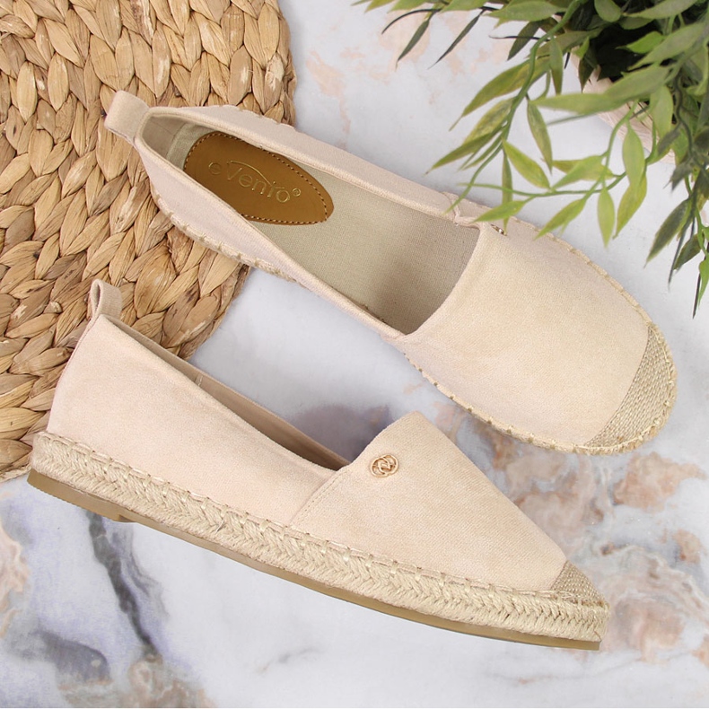 Kvinnors slip on beige espadrilles eVento 2