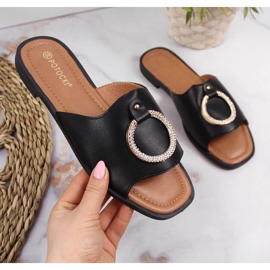 Svarta damtofflor med dekor Potocki 2