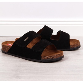 Skinntofflor herr med kardborre svart Big Star JJ176001 1