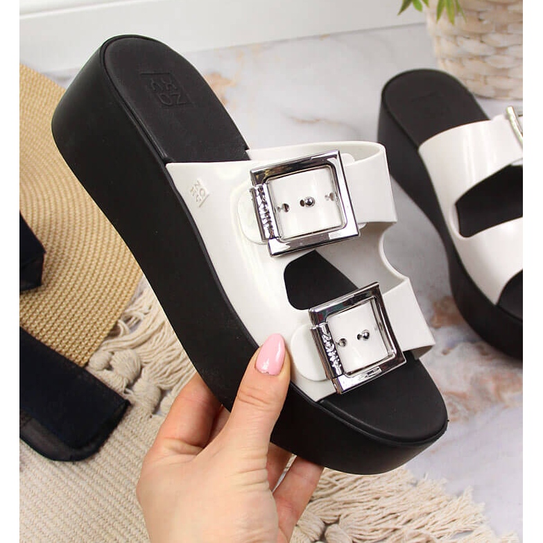 Damtofflor i gummi på plattformen Zaxy HH285181 vit 1