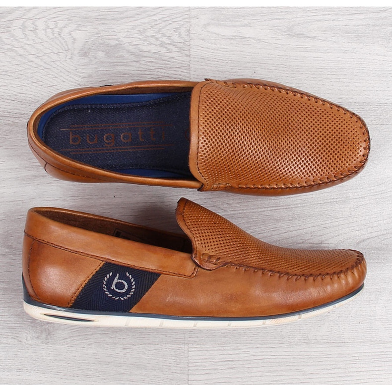 Brunt läder loafers för män Bugatti JJ153094 1