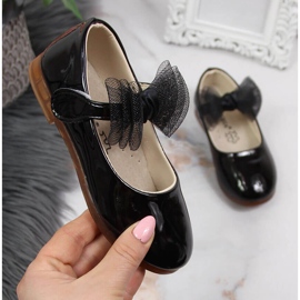 Flickballerinor med kardborre och rosett, svart Vinceza 1