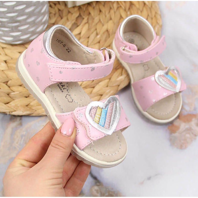 S.Barski Flicksandaler med kardborreband rosa S. Barski 1