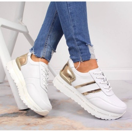 Damskor i läder på den vita Filippo-plattformen 1