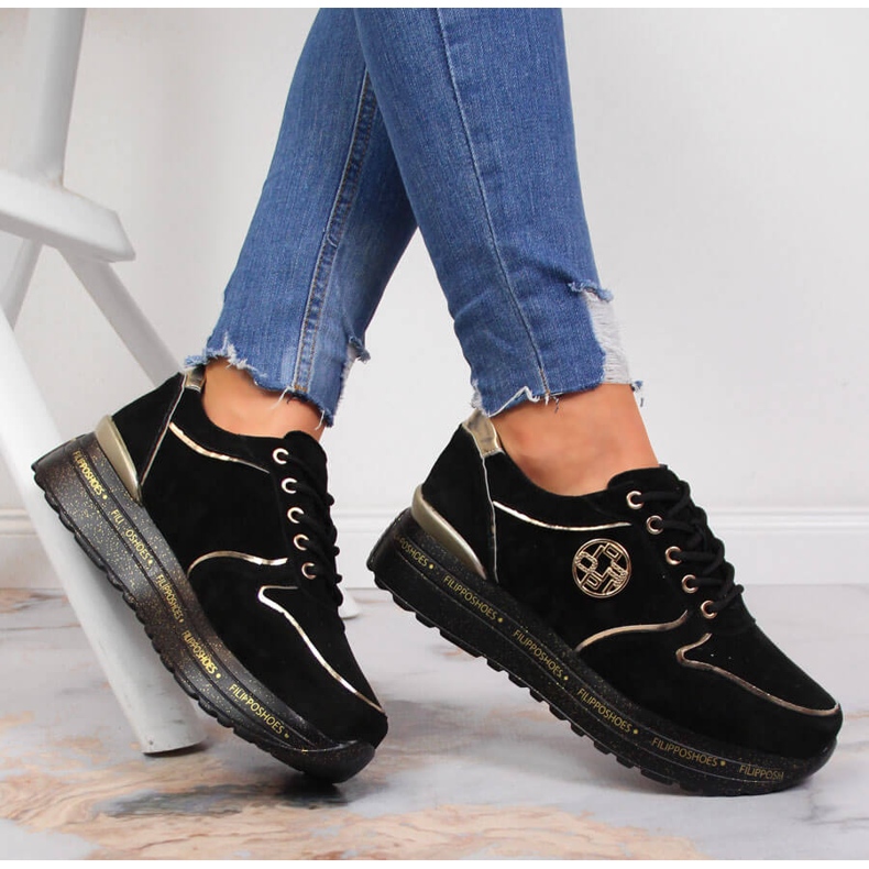 Sportläder för kvinnor på svart Filippo-plattform 1