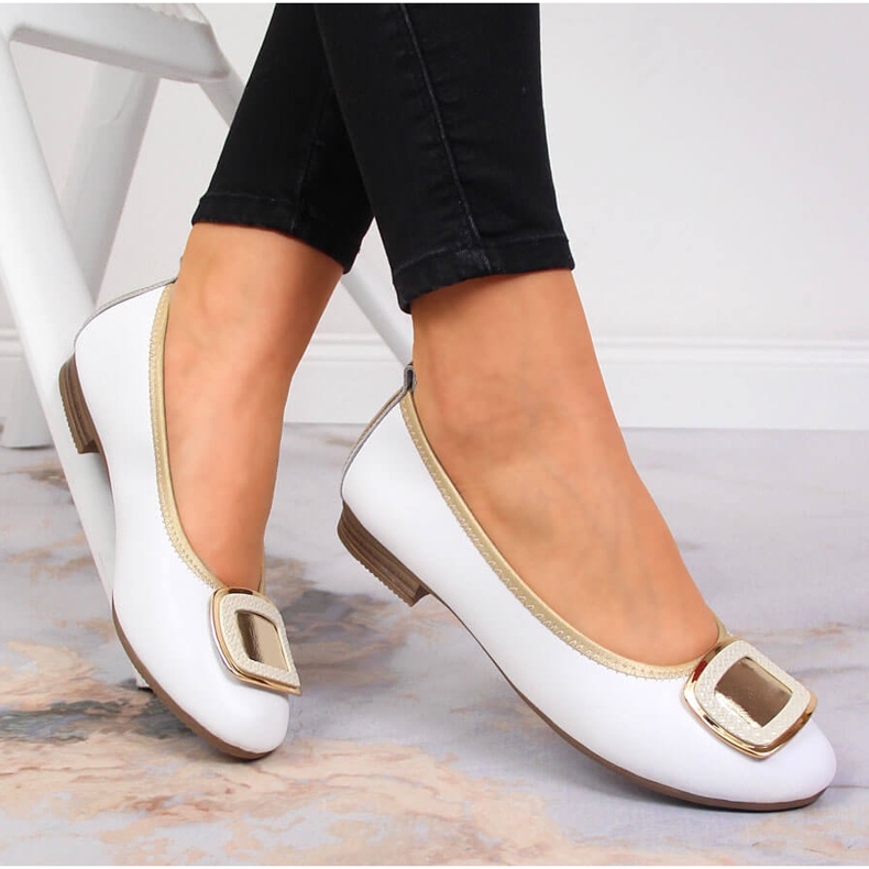 Vita läderballerinor för kvinnor Filippo 2