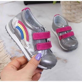 Flickskor med kardborre i silver Kornecki 6775 silver- 1