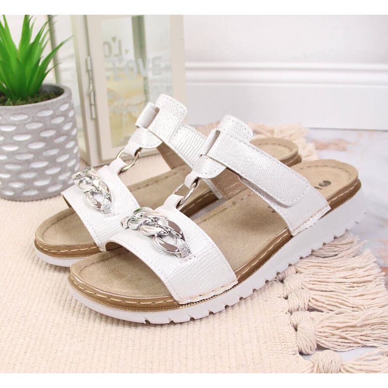 Vita Inblu kardborrband för damtofflor med kedja 2