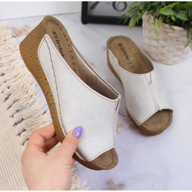 Beige Inblu wedge tofflor för kvinnor 1