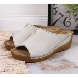 Beige Inblu wedge tofflor för kvinnor 2