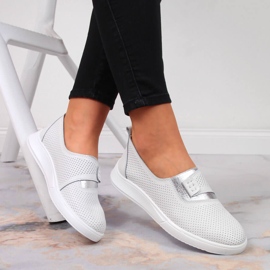 Bekväma damskor i läder slip on white Jezzi vit 1