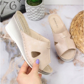 Beige wedge tofflor för kvinnor Vinceza 1