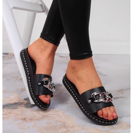 Svarta damtofflor med kedja Vinceza 1