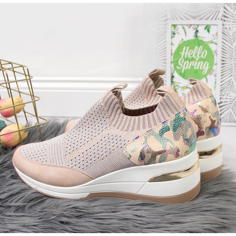 Sneakers med wedge för kvinnor puderrosa Artiker 2