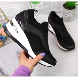 Kvinnors svarta wedge skor, slip on svart Artiker 1