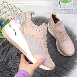 Dambrogues på en kilklack slip på puderrosa Artiker 1