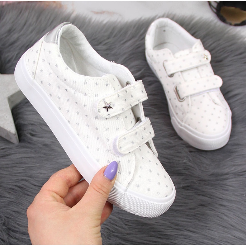 Sneakers för tjejer med kardborrband vita Atletico-stjärnor 1