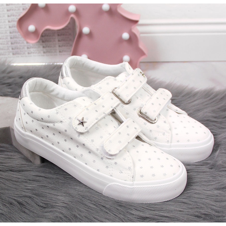 Sneakers för tjejer med kardborrband vita Atletico-stjärnor 2
