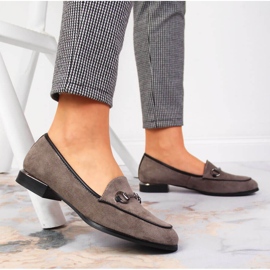 Kvinnors låga skor mockasiner med grå Jezzi dekoration 2