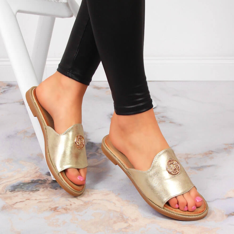 Damtofflor i guld med Filippo dekoration gyllene 1