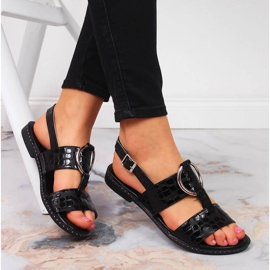 Jezzi svarta sandaler för kvinnor 1