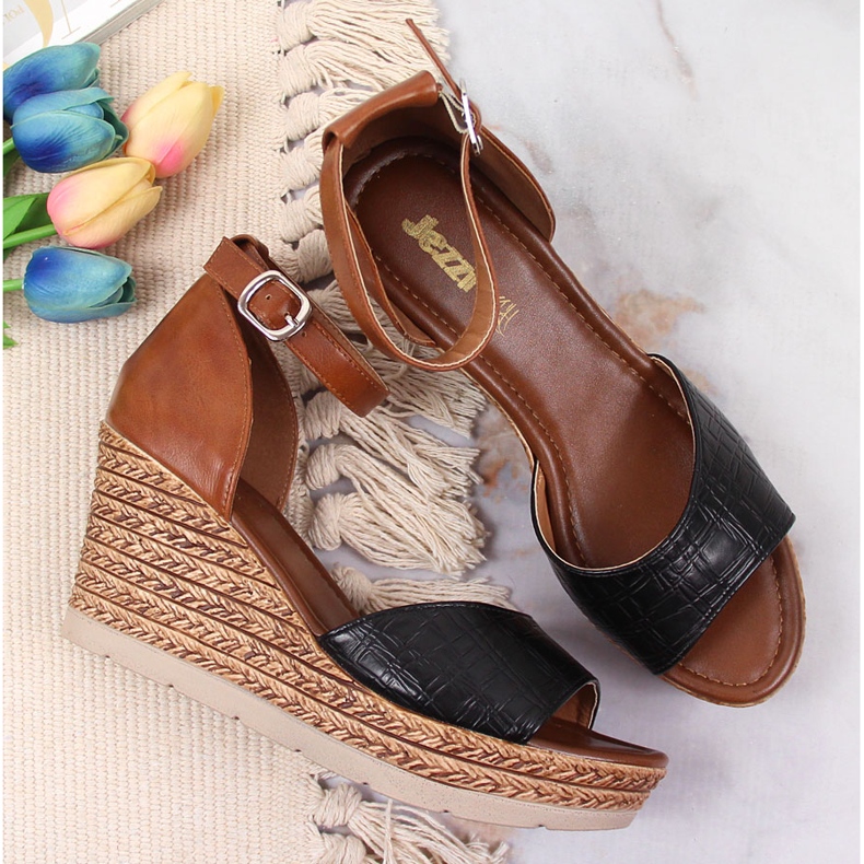 Svarta och bruna sandaler för kvinnor Jezzi 1