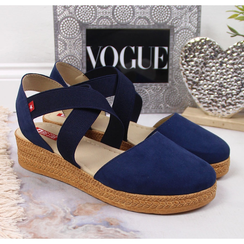 Big Star Dam marinblå sandaler med elastiska band JJ276037 2