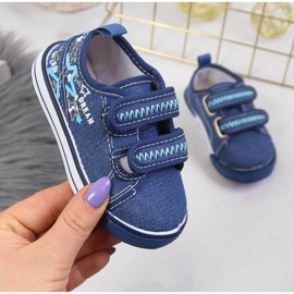 Atletico blå kardborrsneakers för pojkar marinblå 1