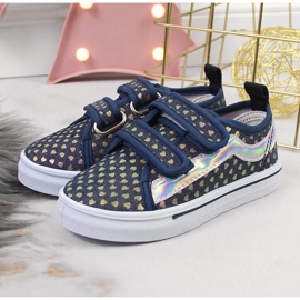 Sneakers för tjejer med kardborreband med marinblå hjärtan Atletico 2